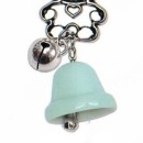 Campanella porcellana azzurro con orsetto in ottone bagno argento e campanellino. CM 7. MADE IN ITALY