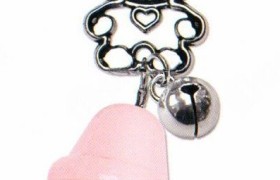 Campanella porcellana rosa con orsetto in ottone bagno argento e campanellino. CM 7. MADE IN ITALY