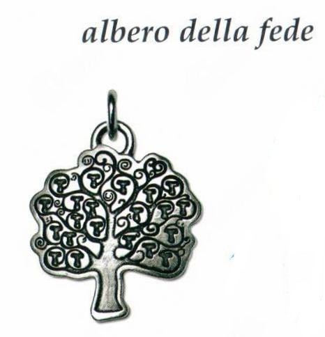 Ciondolo con albero della fede in ottone con bagno in argento. CM 4x3. MADE IN ITALY