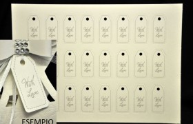 Set 240 bigliettini cartoncino "Whit Love" con passante. Bigliettino CM 5x2.5