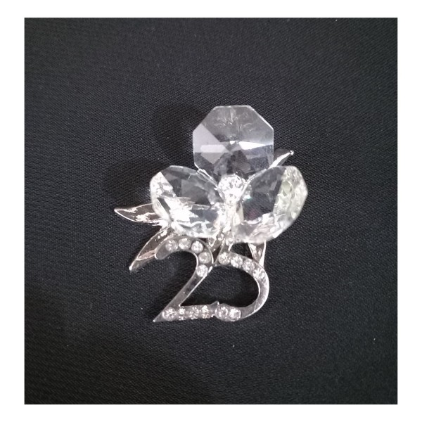 Fiore cristallo con applicazione numero con strass CM 4