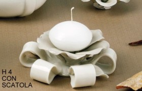Ninfea portacandela ceramica H 3 con scatola