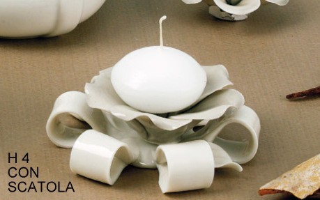 Ninfea portacandela ceramica H 3 con scatola