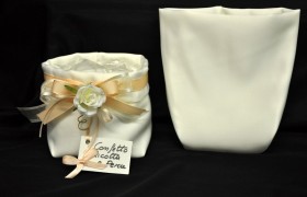 Sacchetto doppio raso AVORIO per KG 1 di confetti Diam. 14 CM 23x23