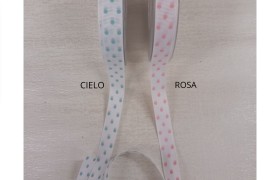 Nastro gross grein bianco con pois colorati MM 15 MT 20