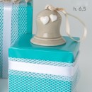 Campanella ceramica tortora con cuoricino H 6.5 con scatola