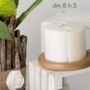 Sale e pepe ceramica bianca e panna con base legno DIAM 8 H 5 con scatola