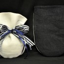 Sacchetto bicolore bianco e blu con base tonda 9x12