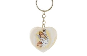 Portachiavi cuore in resina con immagine angioletti CM 4