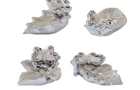 Farfalla resina silver e madreperla con foglia ass. 4 CM 7