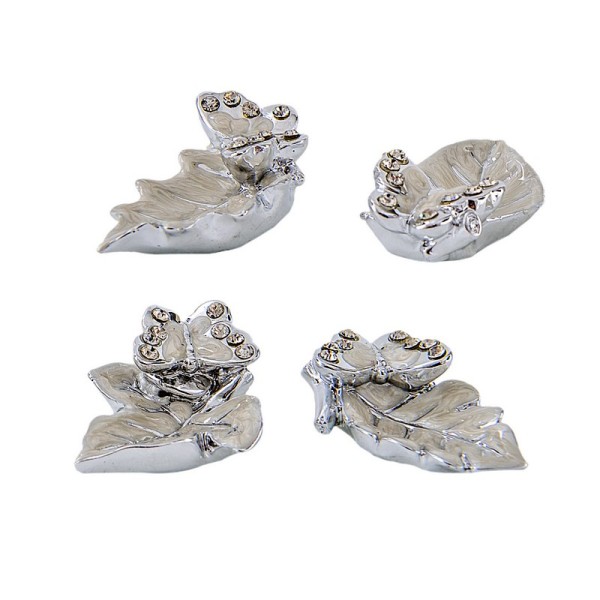 Farfalla resina silver e madreperla con foglia ass. 4 CM 7