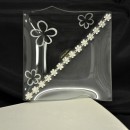 Piatto vetro con fila strass centrale 14x14 con scatola