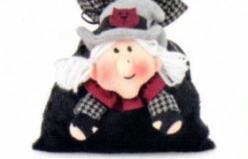 Saccotto tessuto porta dolciumi con befana 20x15