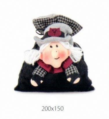Saccotto tessuto porta dolciumi con befana 20x15