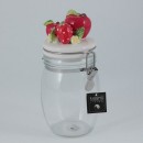 Barattolo vetro con tappo fragole ceramica Diam.10 H.22