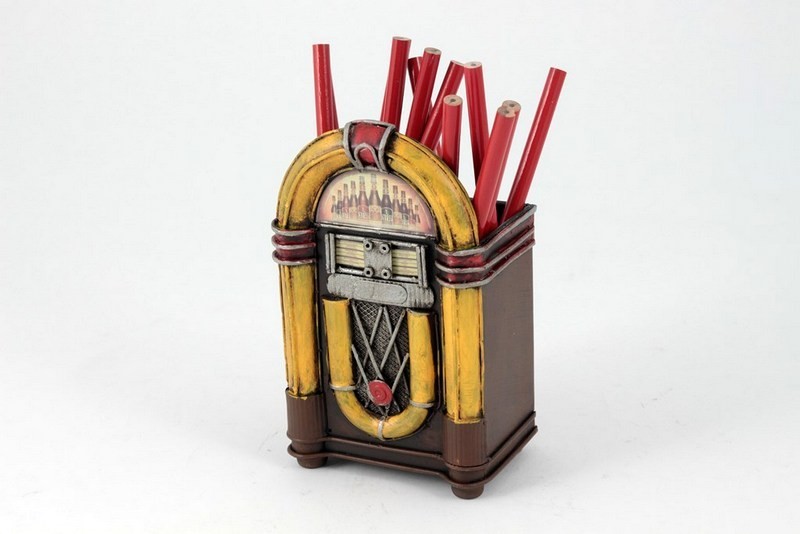 Portapenne "Jukebox" in latta vintage CM 16x10