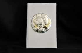 Vangelo panna con placca argento Sacra Famiglia 11x7