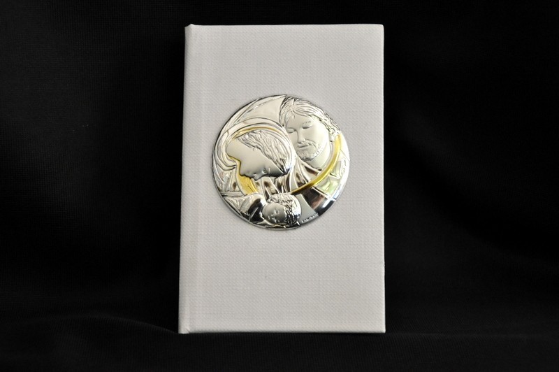 Vangelo panna con placca argento Sacra Famiglia 11x7
