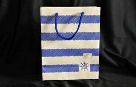 Borsa carta righe blu e bianche 18x8x23