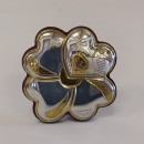 Icona cresima in laminato argento su legno . Diam. 5.5