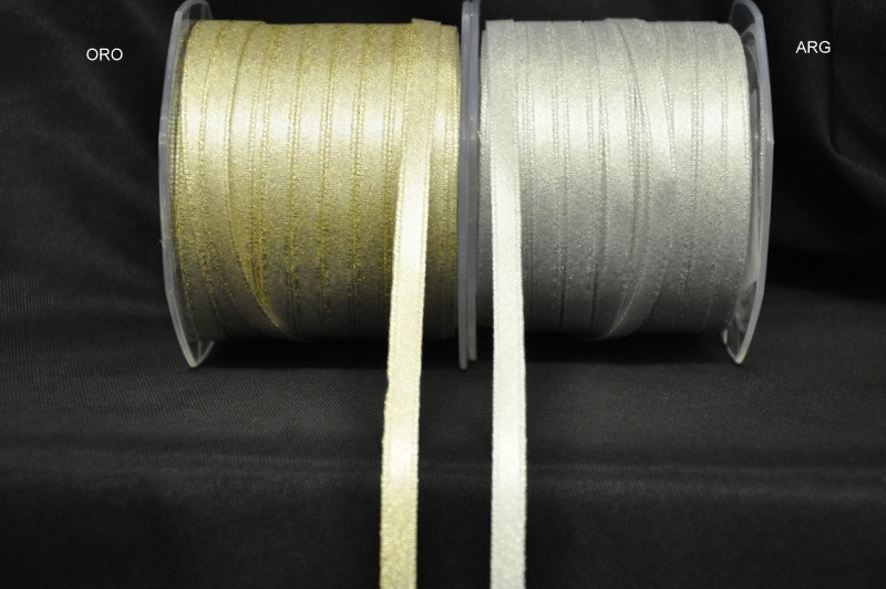 Nastro doppio raso oro o argento Mm 6 Mt 50