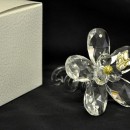 Fiore cristallo con torciglione vetro e placca 50°, CM 7.5x7.5 L. 10 con scatola.MADE IN ITALY