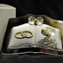Immagine 50° anniversario argento su base specchio 12.5/10 H 7 con scatola. MADE IN ITALY