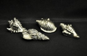 Conchiglie in resina argentata con strass, ass. 4 CM 5