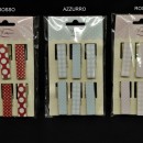 Set 6 mollettine legno da applicazione pois e scacco rosso, rosa o azzurro CM 4.5x1