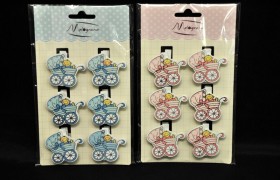 Set 6 mollettine da applicazione baby, rosa o azzurro CM 3.5x4