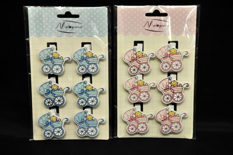 Set 6 mollettine da applicazione baby, rosa o azzurro CM 3.5x4