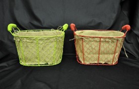 Cesto metallo ovale con tela juta ass.2 22x12x16