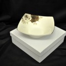 Ciotola porcellana bianca con decoro rose nere 13x13 con scatola