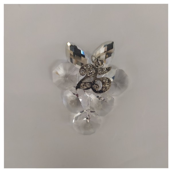 Grappolo uva in cristallo con applicazione strass 25° e 50° CM 5.5x3.5