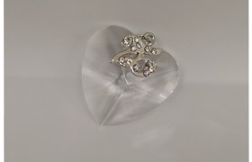 Cuore in cristallo con applicazione strass 25° CM 4x4
