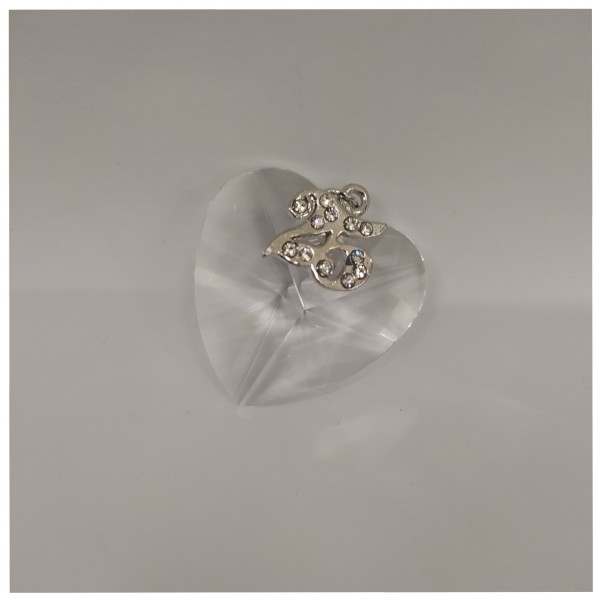 Cuore in cristallo con applicazione strass 25° CM 4x4