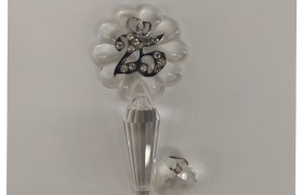 Chiave in cristallo con applicazione strass 25° CM 6