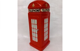 Cabina telefonica londinese salvadanaio in resina.MIS.6,5X6,5 H.18CM