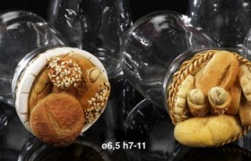 Barattolino vetro con tappo resina con pane Diam. 6.5 H 11