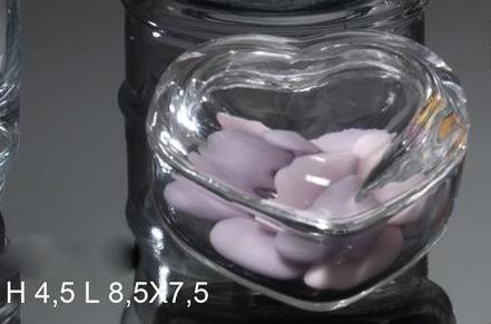 Scatola vetro forma cuore H 4,5 L. 8,5x7,5