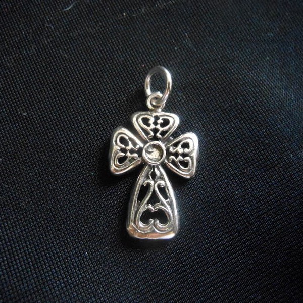 Ciondolo croce in ottone con bagno in argento CM 4. MADE IN ITALY