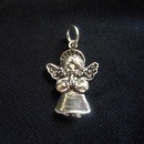 Ciondolo angelo in preghiera in ottone con bagno in argento CM 3. MADE IN ITALY