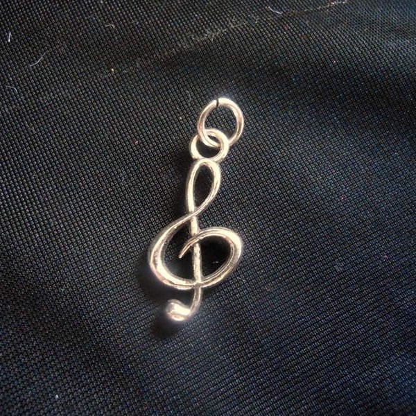 Ciondolo chiave di violino in ottone con bagno in argento CM 4  MADE IN ITALY