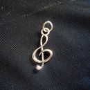 Ciondolo chiave di violino in ottone con bagno in argento CM 4  MADE IN ITALY