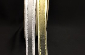 Nastro organza bordato raso con lamè oro o argento. MM12 MT 50