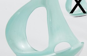 Barca a vela in alluminio smaltato verde acqua. cm 25 H 30