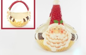Cestino ceramica con Babbo Natale 19x17x18