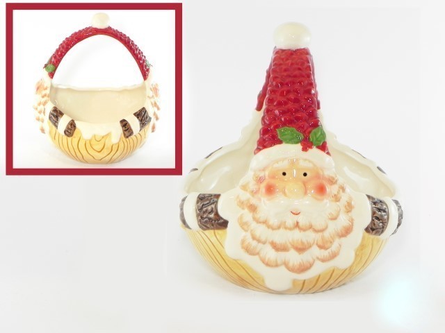 Cestino ceramica con Babbo Natale 19x17x18