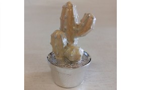 Cactus in resina argentata e smaltata.CM8