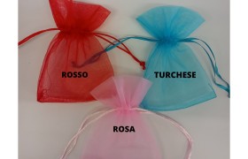 Sacchetto organza trasparente con tirante, CM 10x13.5
